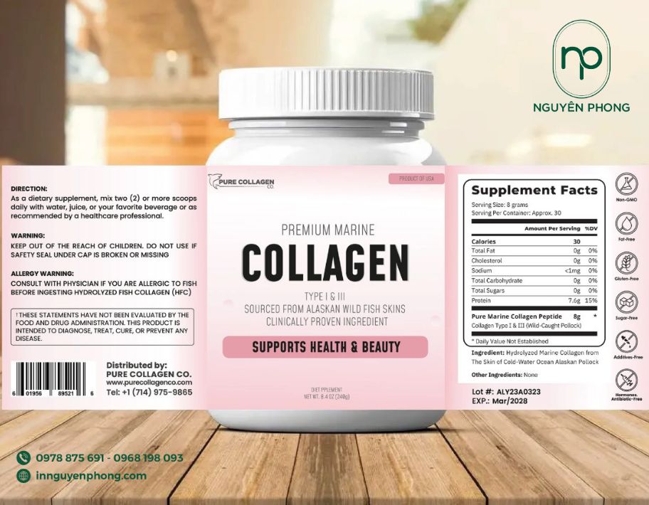 Mẫu tem dán lọ collagen 